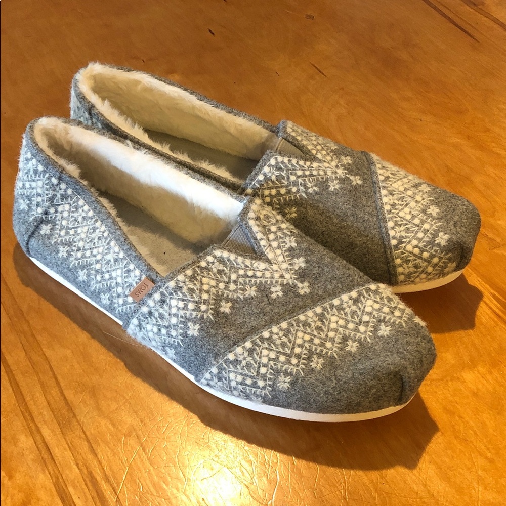 Toms Gray Nordic Knit Slip-On Shoes